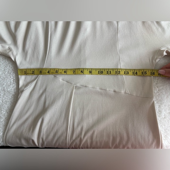 COS Lagenlook Asymmetrical Cream Midi Dress size S Jersey stretch - Picture 7 of 9